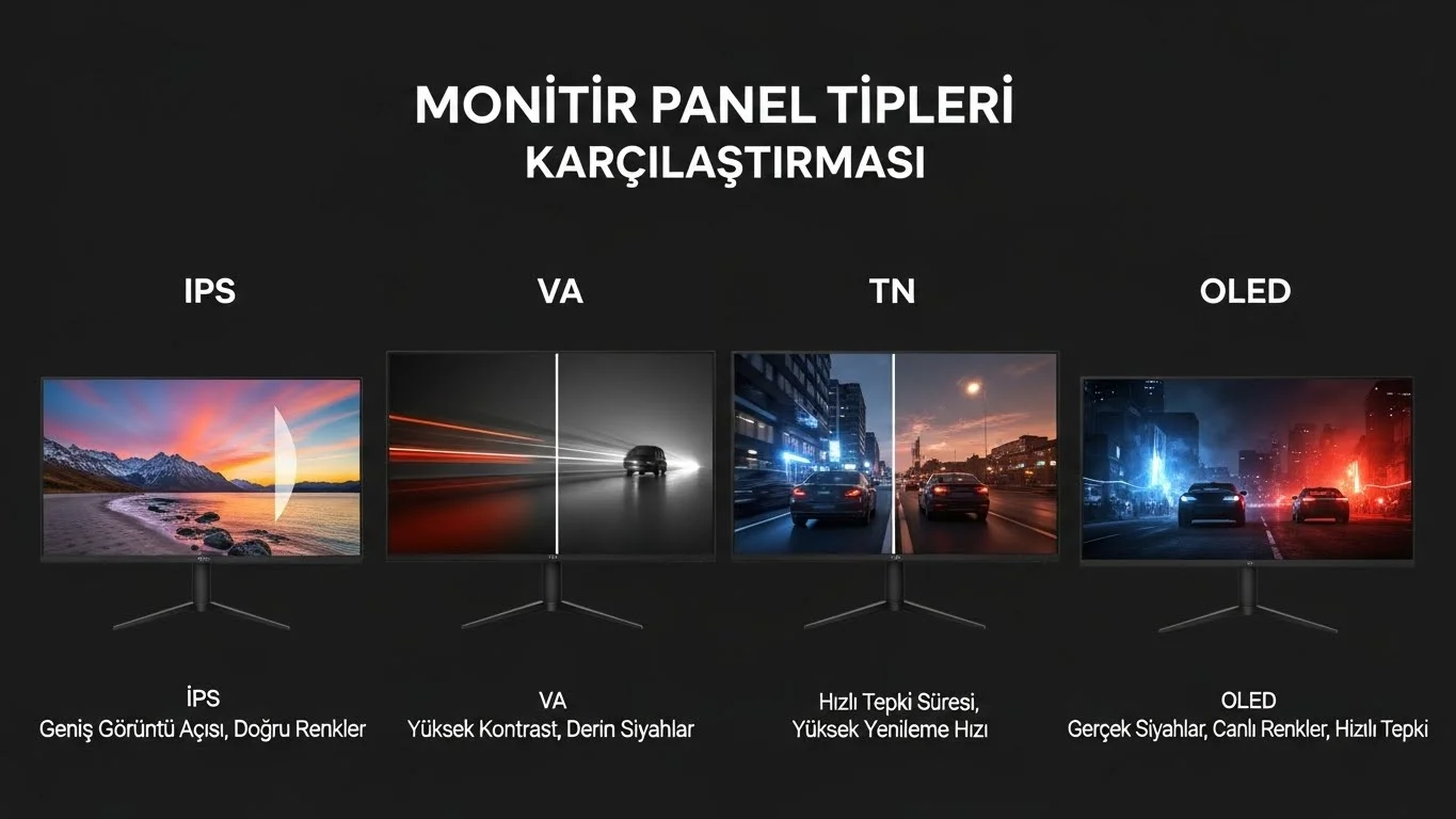 Monitör Panel Türleri: IPS, VA, TN Karşılaştırma | 2026