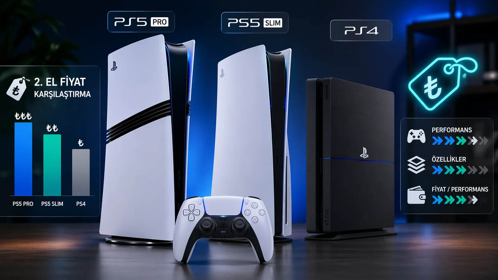 PS5 Pro vs PS5 vs PS4 İkinci El Fiyat Karşılaştırması 2026