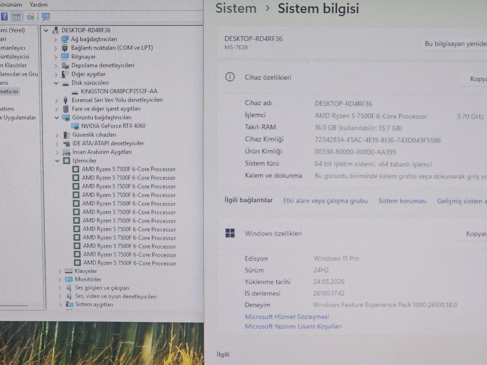 Diğer Ryzen 5 7500F - RTX 4060 8GB - 16GB RAM - 512GB - Görsel 5
