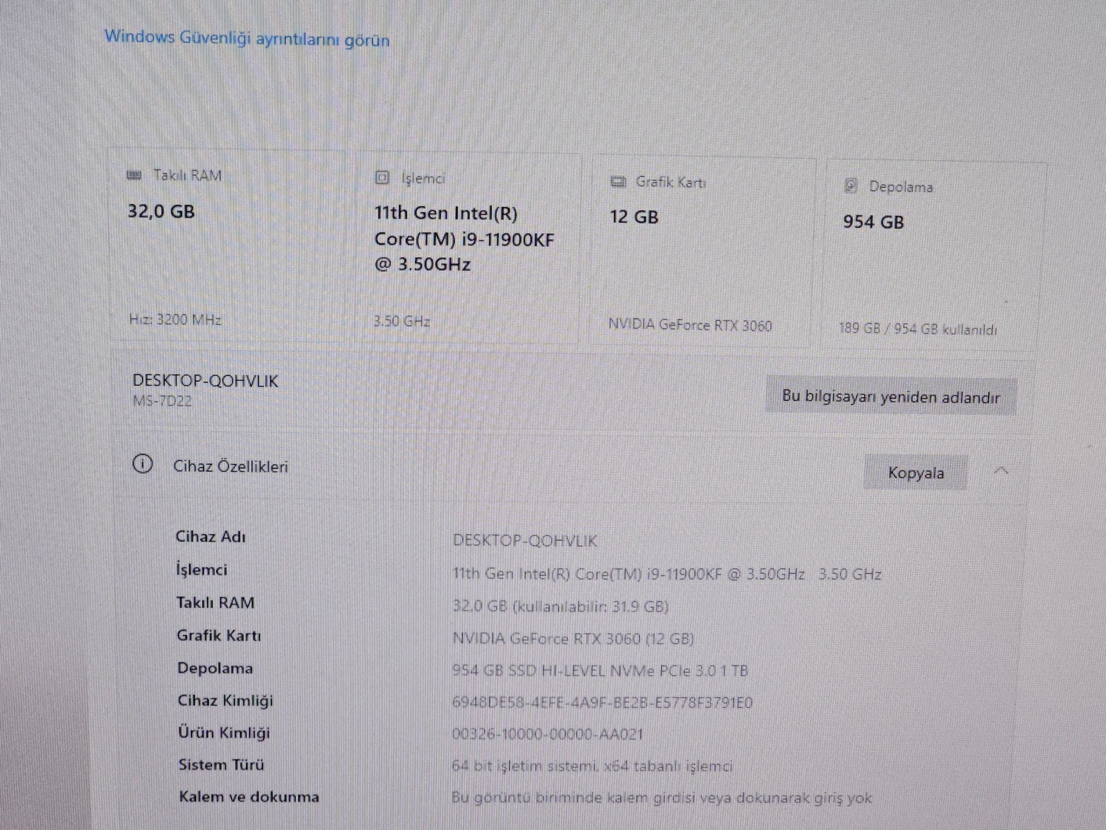 Quantum Quantum Titan i9 11900K RTX 3060 12GB 32GB RAM 1TB SSD - Görsel 5
