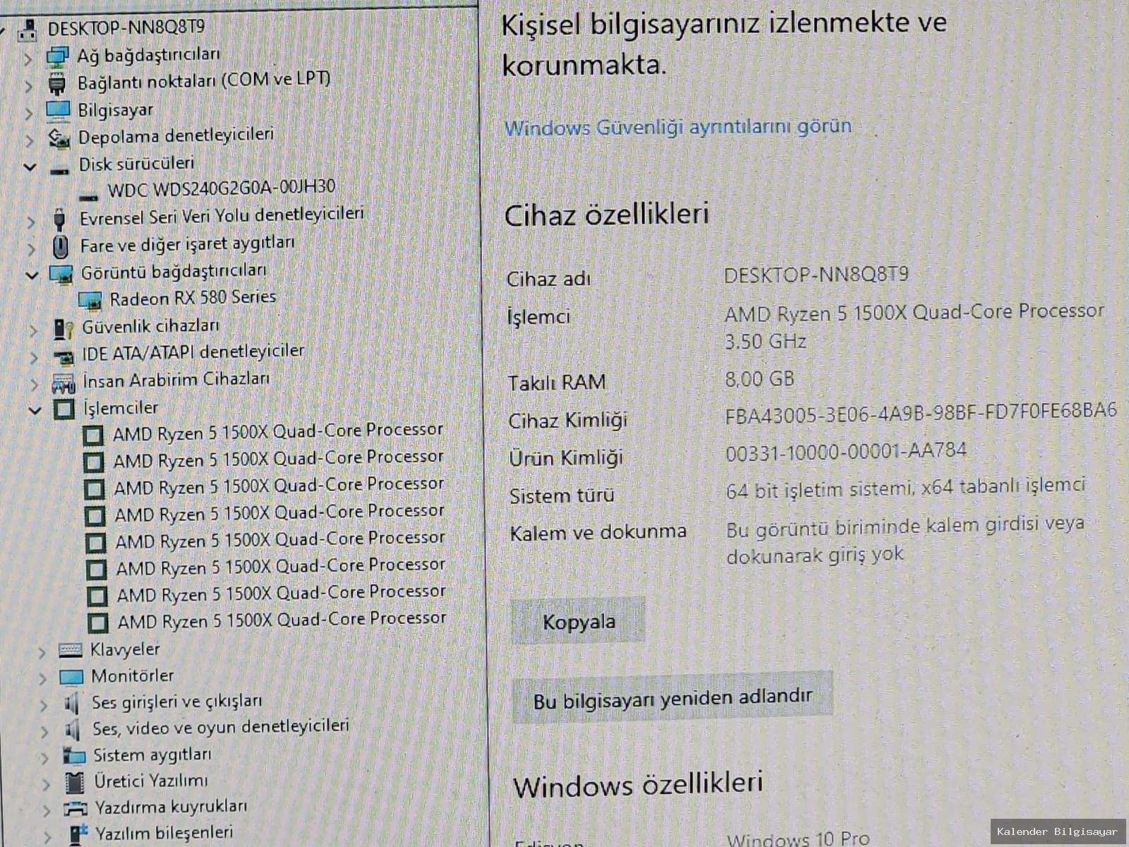 Diğer Ryzen 5 1500X RX 580 8GB 240GB SSD 8GB RAM Gaming Pc - Görsel 3