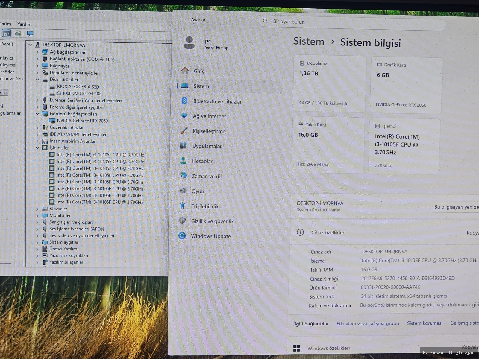 Diğer i3 10105F RTX 2060 6GB 16GB RAM 512GB SSD 1TB HDD Gaming - Görsel 4