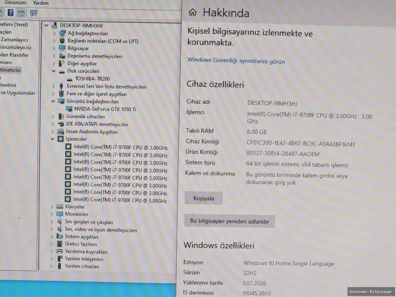 Diğer i7 9700F GTX 1050 Ti 4GB 240GB SSD 8GB RAM - Görsel 4