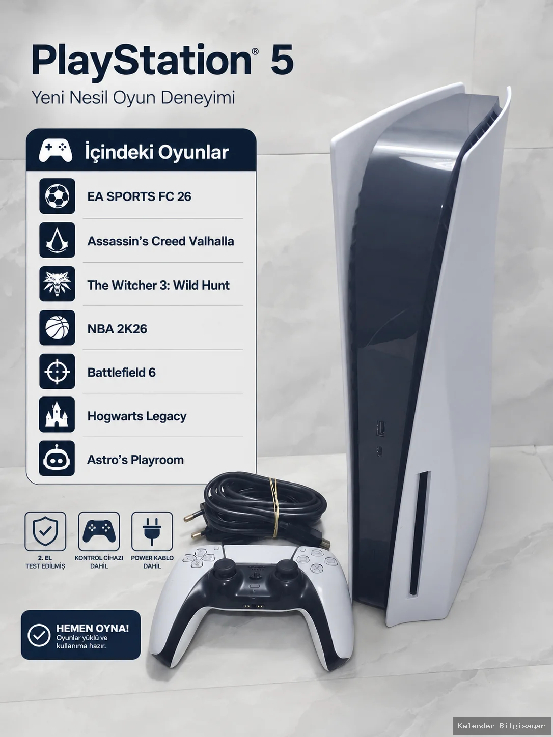 İkinci El Sony Sony PlayStation 5 Cd'li Tek Kol Orijinal 825 GB 7 Oyun Hediye - Görsel 1