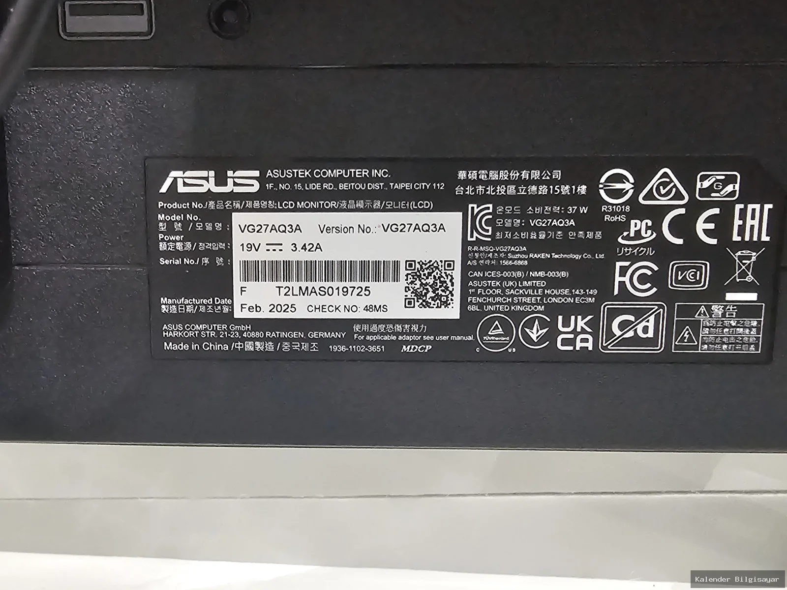 ASUS ASUS TUF Gaming VG27AQ3A 27" QHD 180 Hz 1 ms Gaming Monitör - Görsel 4