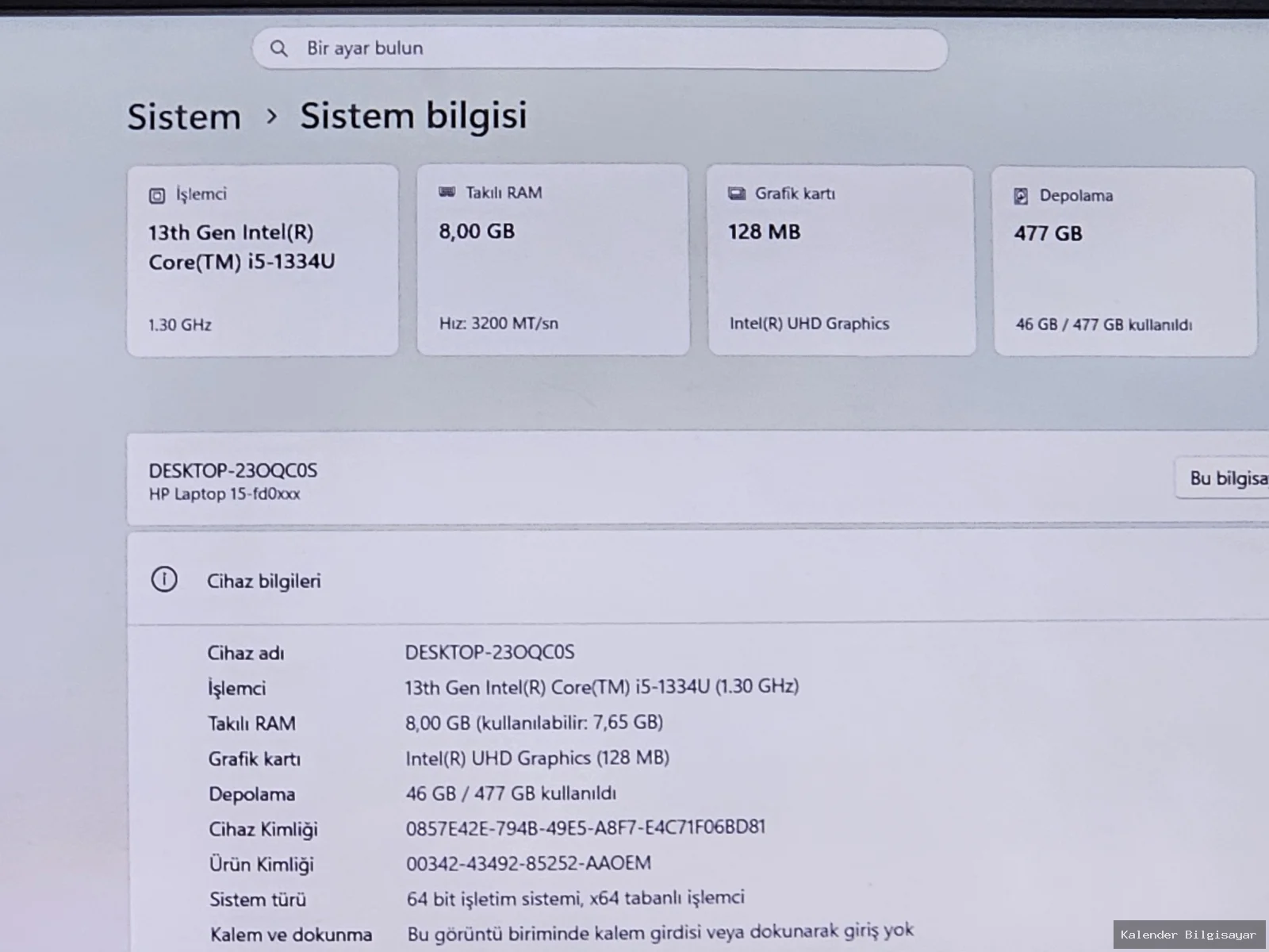 HP HP i5 1334U 8 GB RAM 512 GB SSD Laptop - Görsel 6