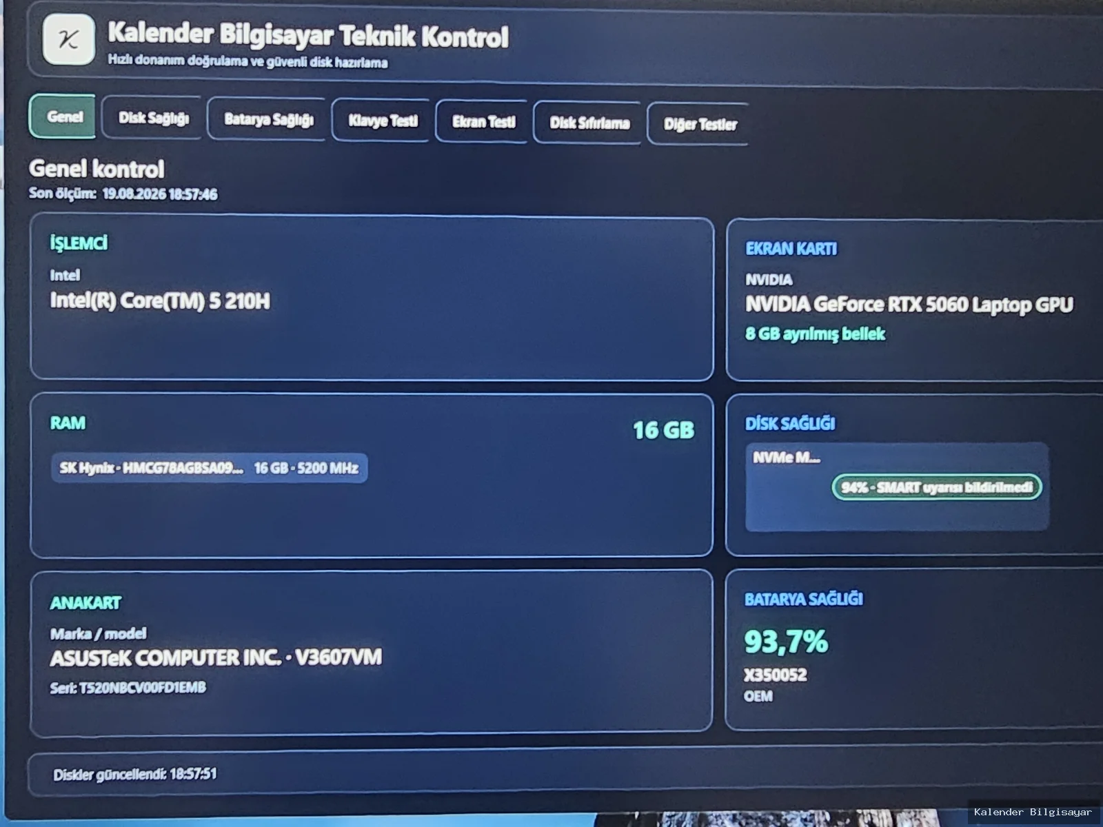 ASUS ASUS Core Ultra 5 210H RTX 5060 16 GB RAM 512 GB SSD - Görsel 6
