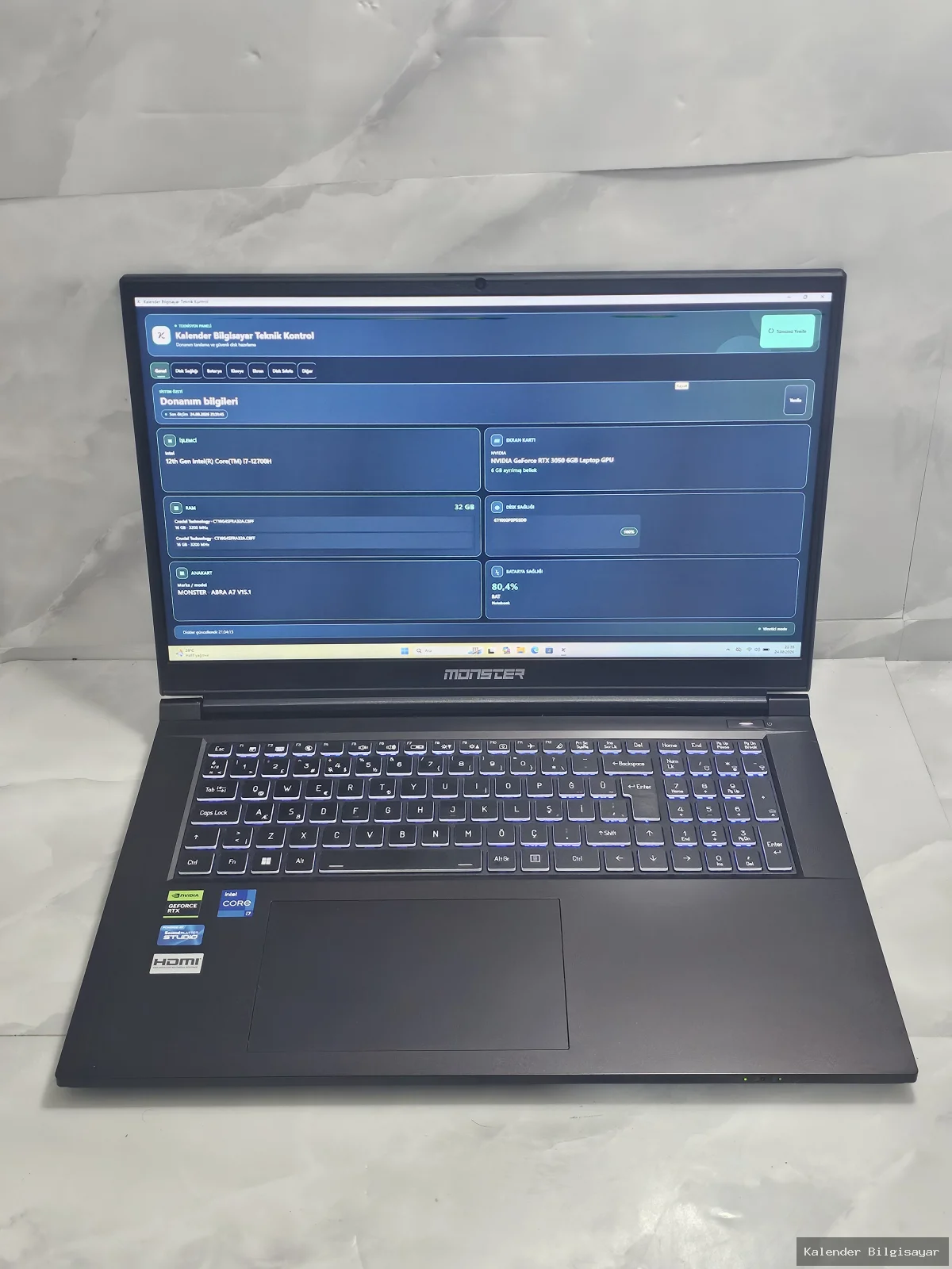 İkinci El Monster Monster A7 V15.1 i7 12700H RTX 3050 6 GB 32 GB RAM 1 TB SSD Gaming Laptop - Görsel 1