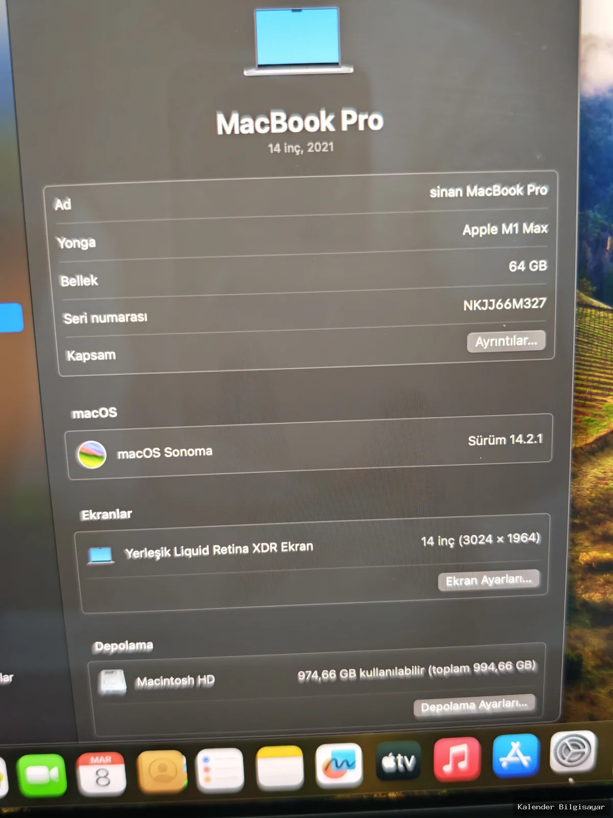 Apple MacBook Pro M1 Max 64 GB RAM 1 TB SSD 14 inç Pil 87 - Görsel 6