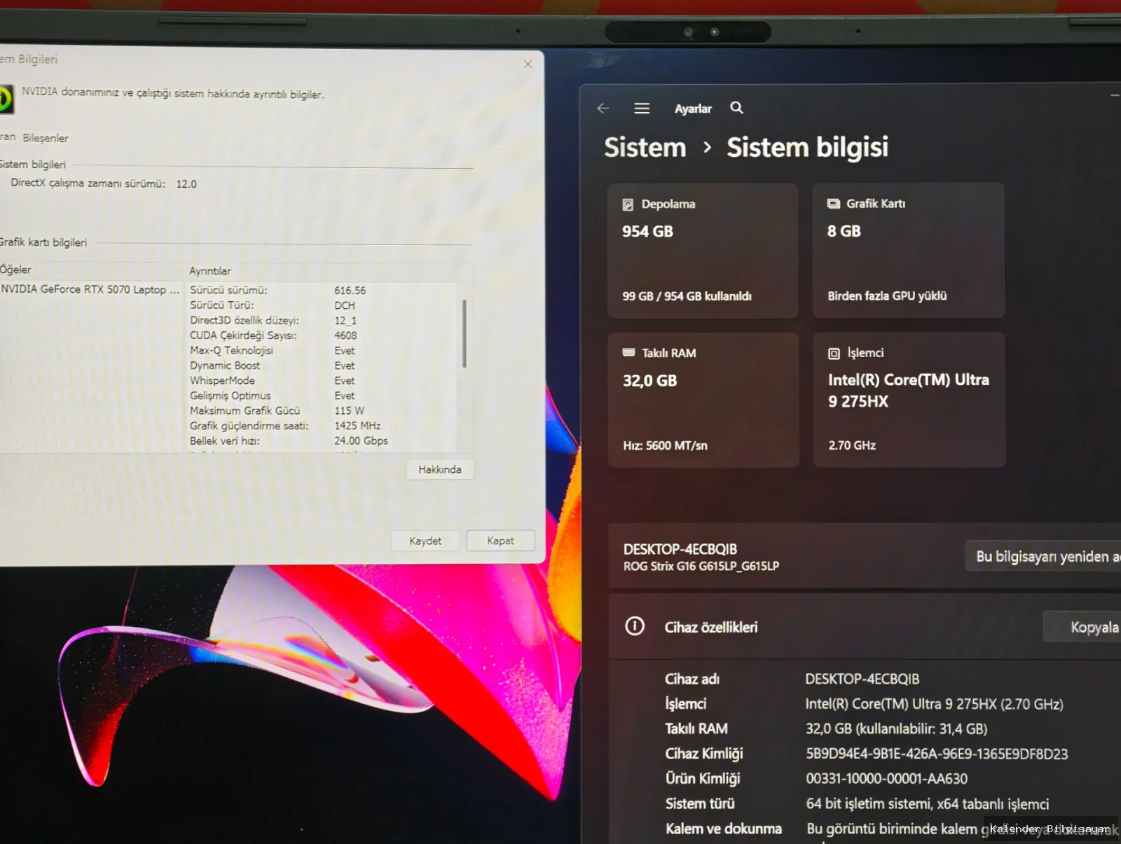 ASUS ASUS ROG Strix G16 Core Ultra 9 275HX RTX 5070 32 GB 1 TB 2K 240 Hz - Görsel 6