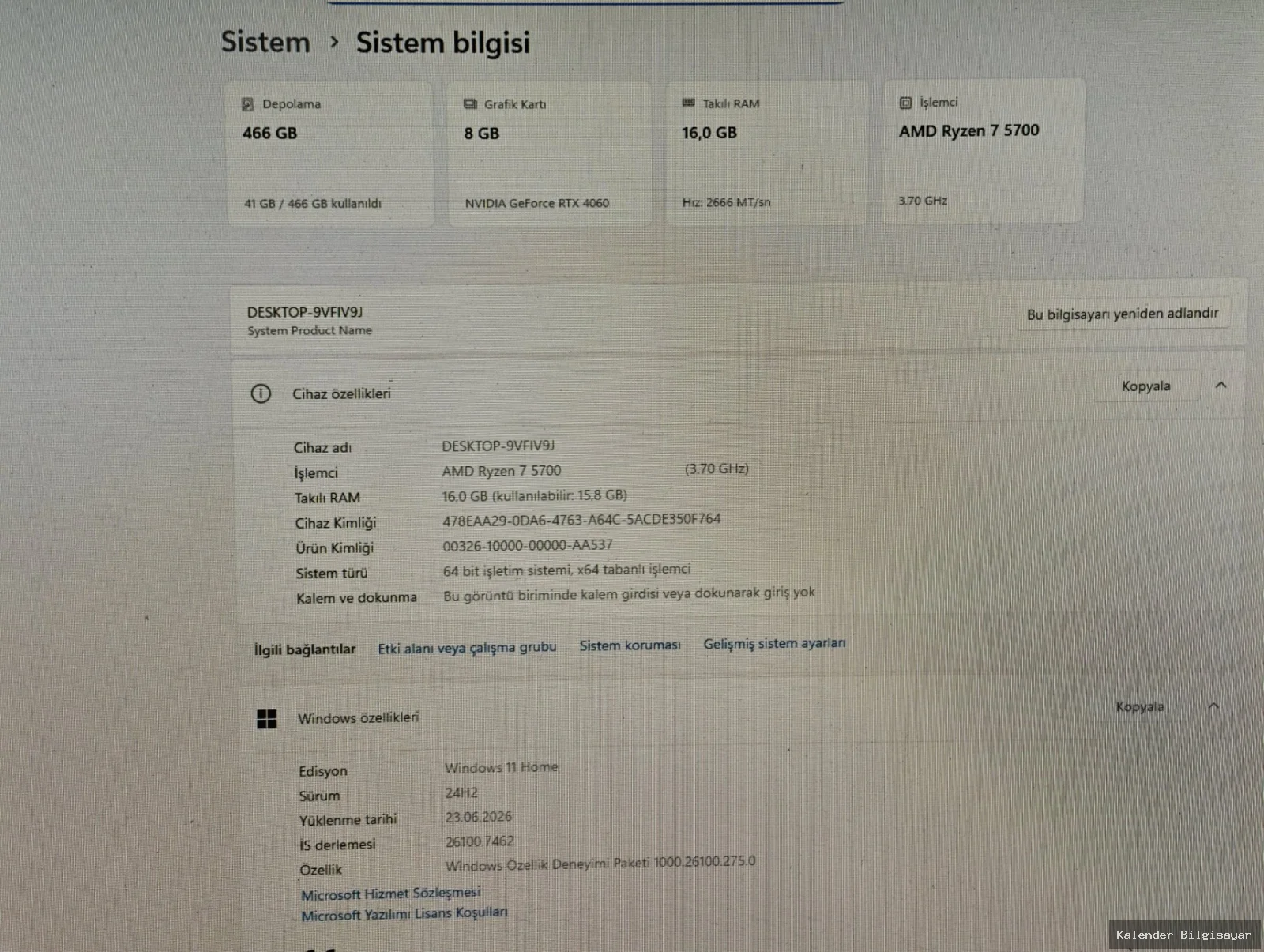 Ryzen 7 5700 RTX 4060 16 GB RAM 512 GB SSD - Görsel 5