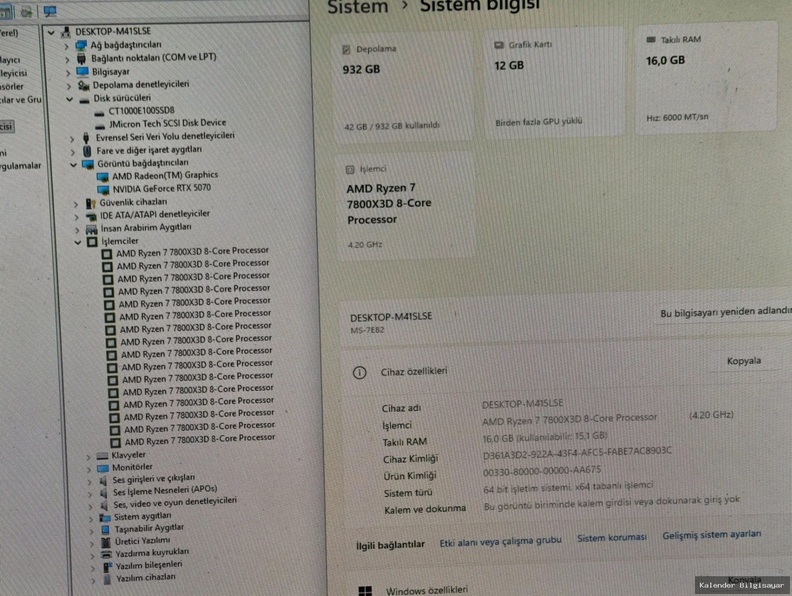 Ryzen 7 7800x3D RTX 5070 16 GB RAM 1 TB SSD Garantili - Görsel 7