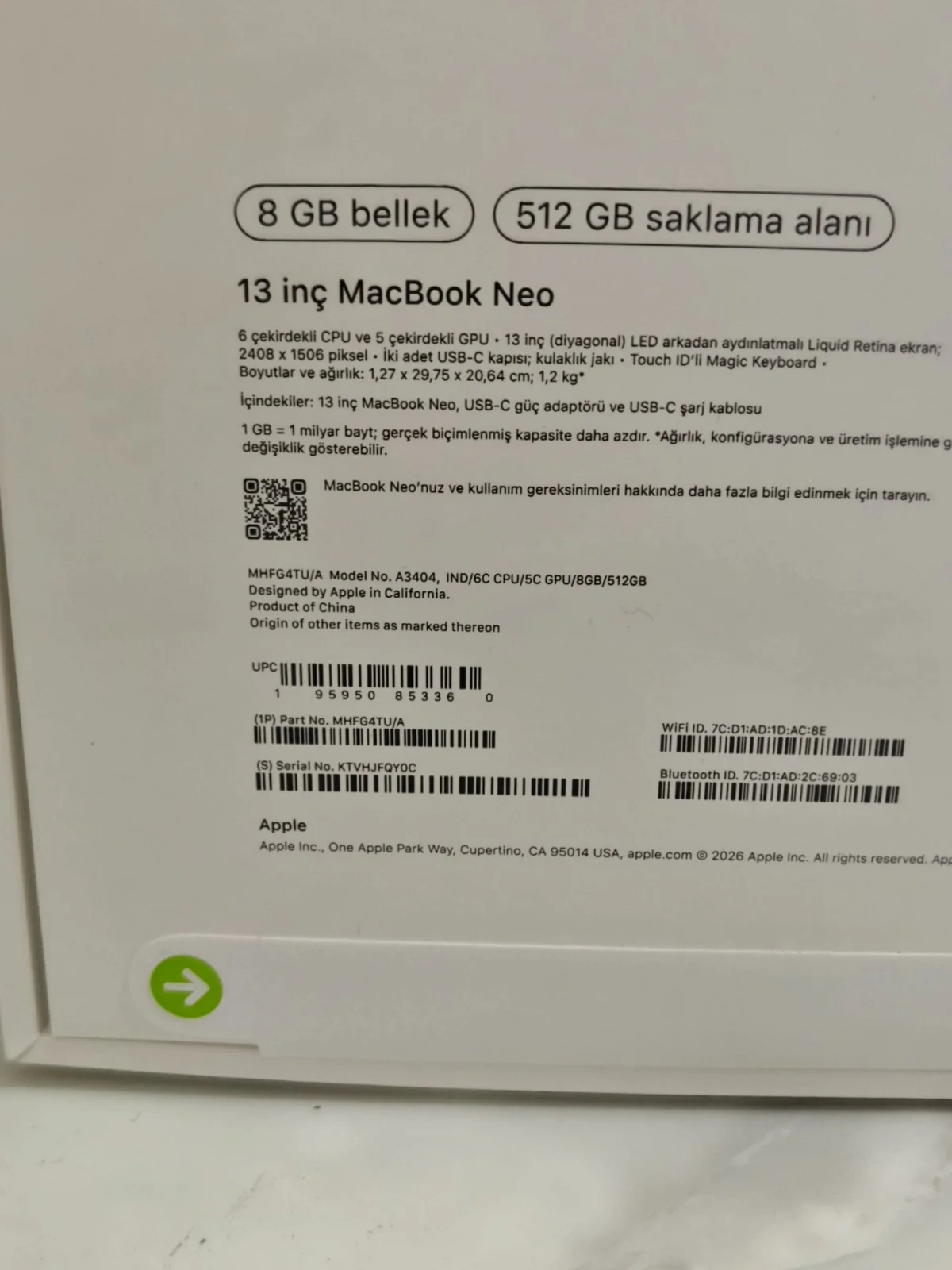 Apple Apple MacBook Neo 13" 8 GB RAM 512 GB SSD 6C Cpu 5C Gpu - Görsel 3