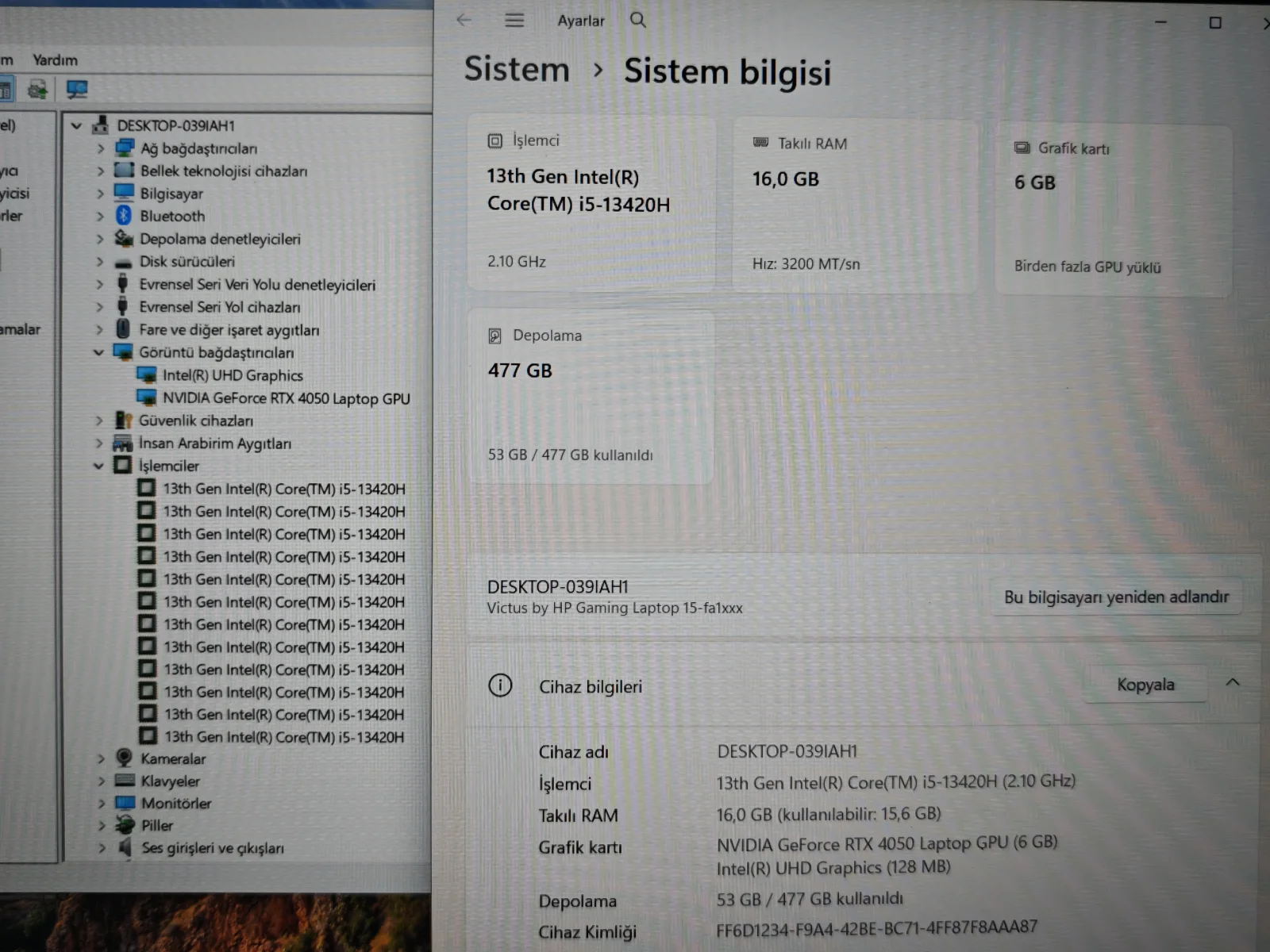 HP HP Victus i5 13420H RTX 4050 16 GB RAM 512 GB SSD - Görsel 5