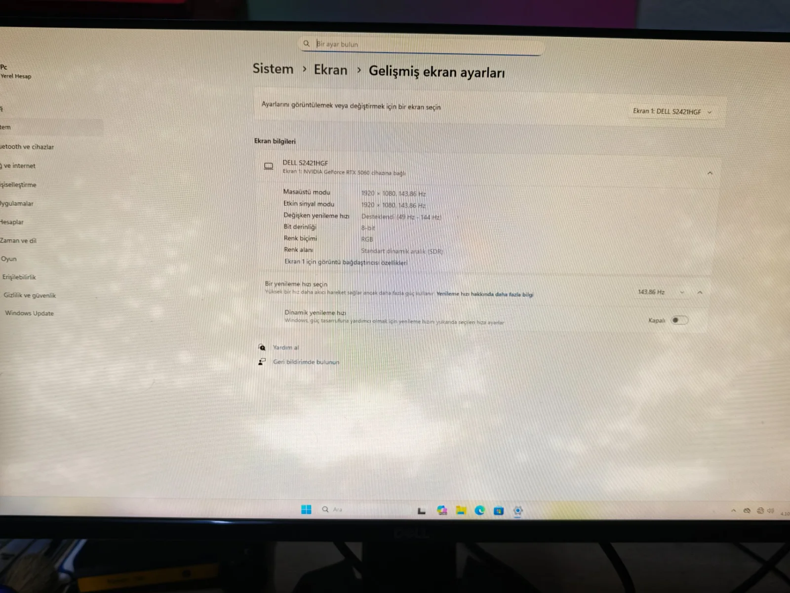 Dell Dell S2421HGF 23.8" 144 Hz 1 ms Full HD Gaming Monitör Kusurlu - Görsel 3