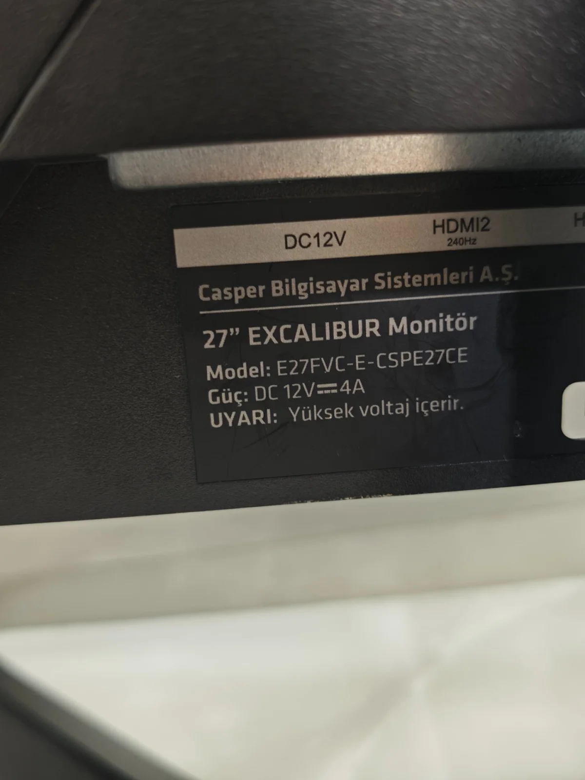 Casper Casper Excalibur E27FVC E-CSPE27CE 27" 300 Hz Curved Gaming Monitör - Görsel 3