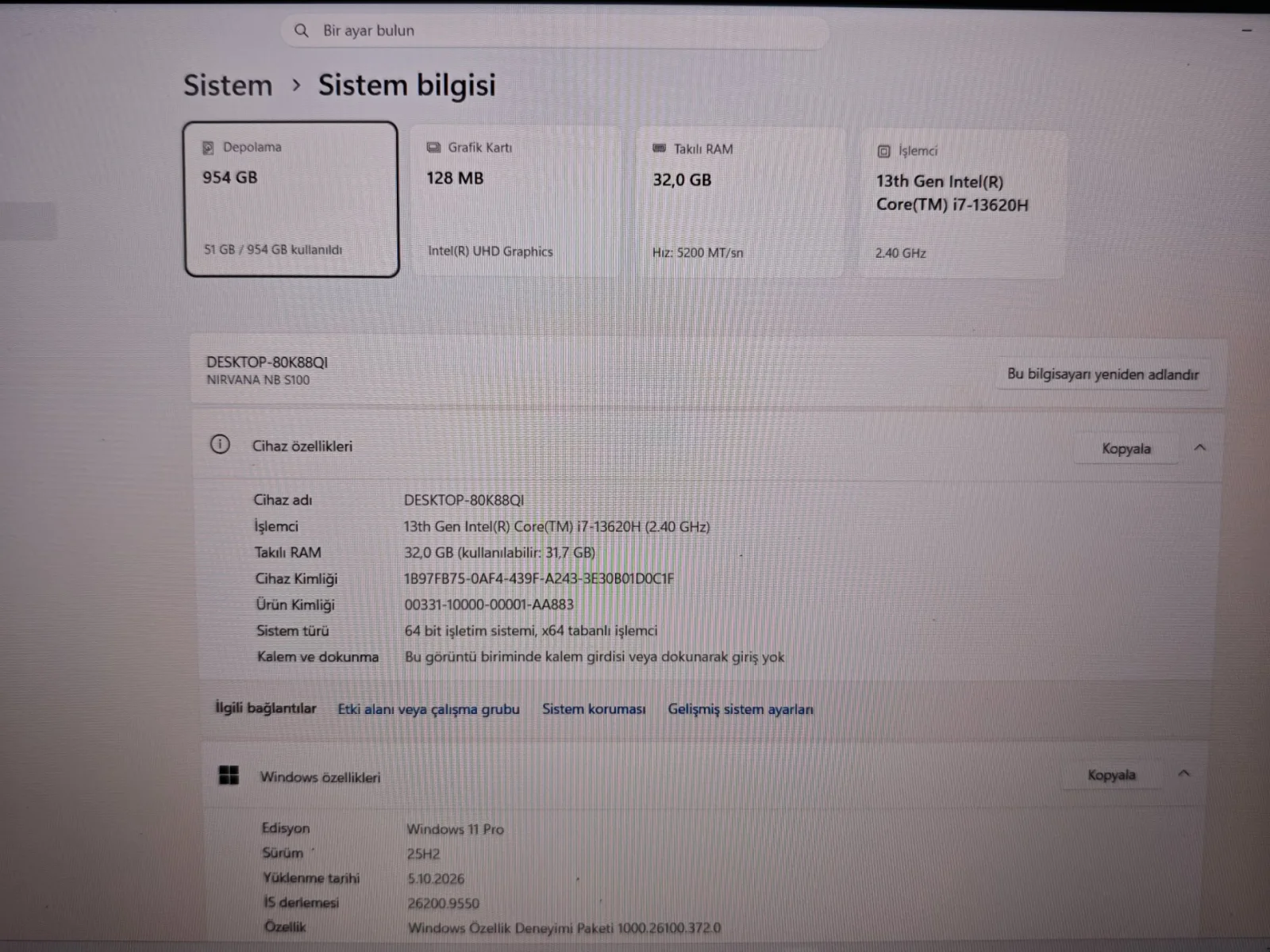Casper Casper Nirvana S100 Intel Core i7 13620H 32 GB DDR5 RAM 512 GB SSD 16 - Görsel 6
