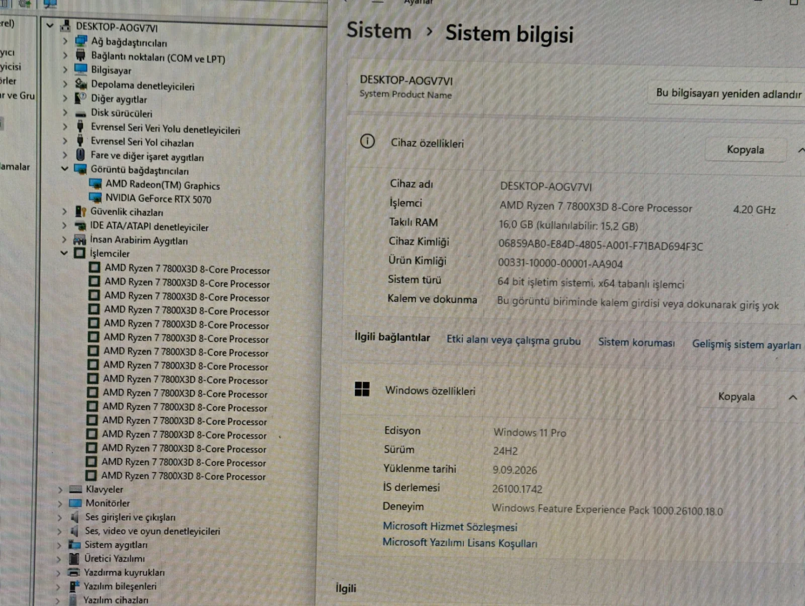 Ryzen 7 7800X3D RTX 5070 16 GB DDR5 RAM 512 GB SSD - Görsel 5