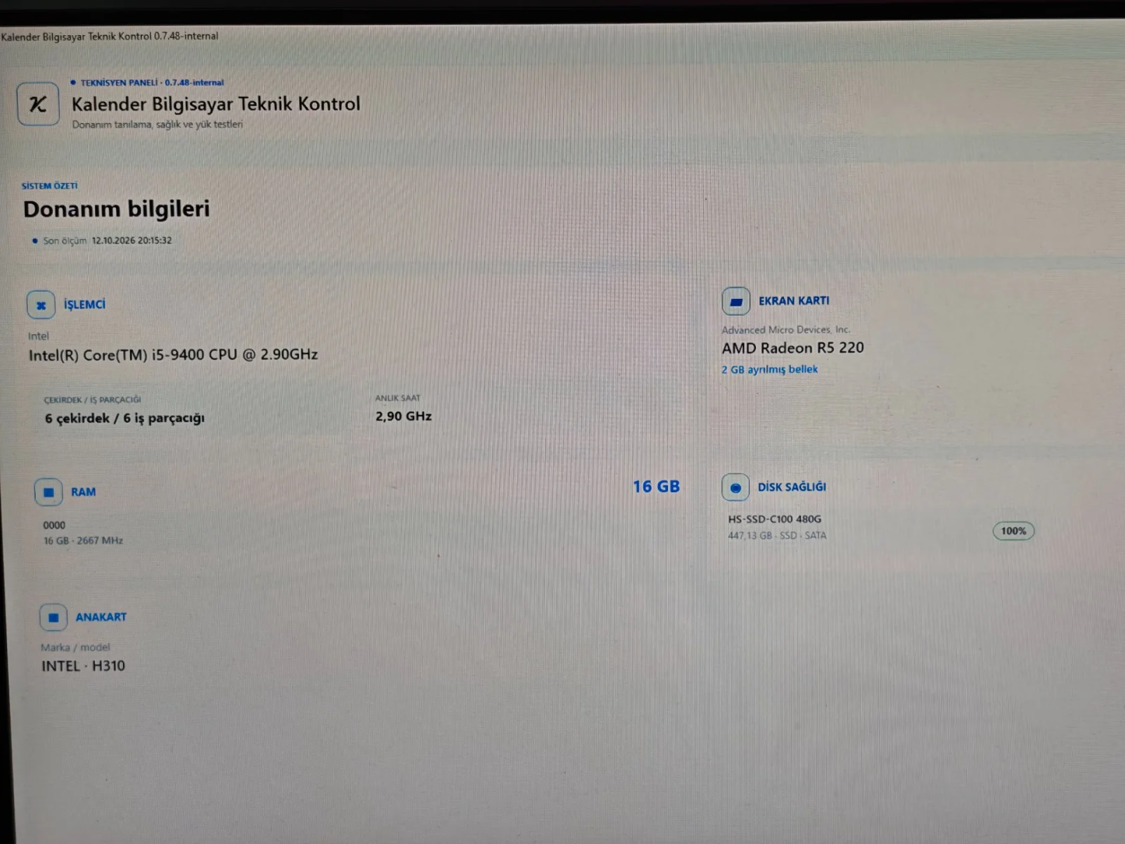 Kalender Intel Core i5 9400 16 GB RAM 480 GB SSD Radeon R5 220 2 GB Masaüstü - Görsel 3