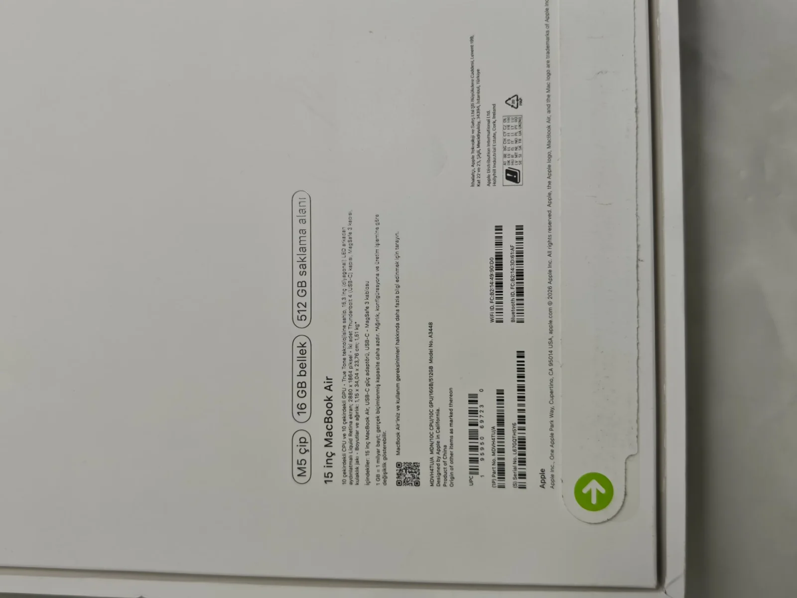 Apple Apple MacBook Air M5 10 CPU 10 GPU 16 GB RAM 512 GB SSD 15.3 inç - Görsel 5